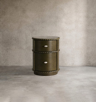 Luxury Oak Nightstand with Quartzite Top – Sculptural Modern Wood Bedside Table for Bedroom