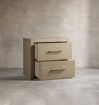 Tall Solid Wood Nightstand with 2 Drawers – Rustic Bedside Table Storage Cabinet for Bedroom