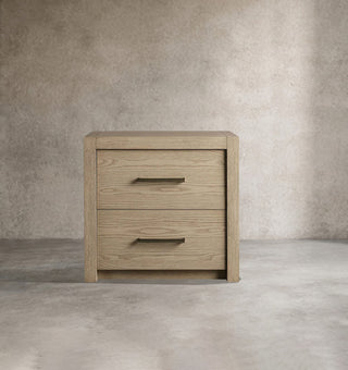 Tall Solid Wood Nightstand with 2 Drawers – Rustic Bedside Table Storage Cabinet for Bedroom