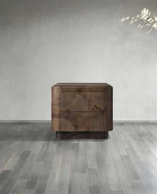 Artisan Mosaic Solid Wood Nightstand – Luxury Closed Bedside Cabinet with Storage