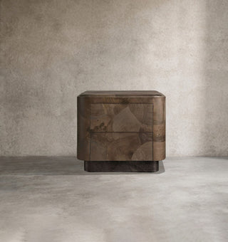 Artisan Mosaic Solid Wood Nightstand – Luxury Closed Bedside Cabinet with Storage