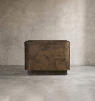 Artisan Mosaic Solid Wood Nightstand – Luxury Closed Bedside Cabinet with Storage