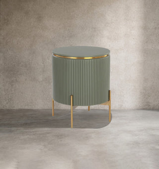 Modern Gold Base Wood Nightstand – Luxury Closed Bedside Table with Storage Drawer