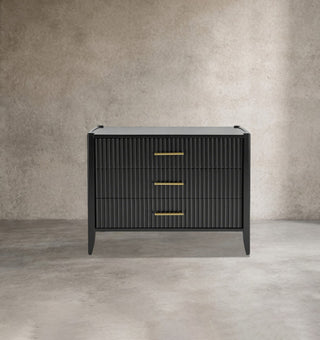 Fluted Wood Nightstand with 3 Drawers – Modern Bedroom Bedside Storage Furniture