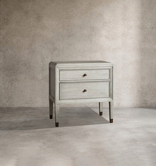 French Style Wood Nightstand with 2 Drawers – Vintage Bedside Storage Cabinet Furniture