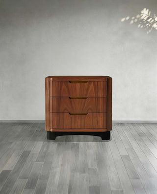 Modern 3 Drawer Wood Nightstand – Santos Wood Bedroom Bedside Storage Cabinet