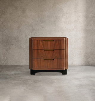 Modern 3 Drawer Wood Nightstand – Santos Wood Bedroom Bedside Storage Cabinet