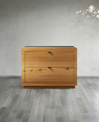 Modern Wood Nightstand with 2 Drawers – Closed Bedroom Bedside Storage Cabinet