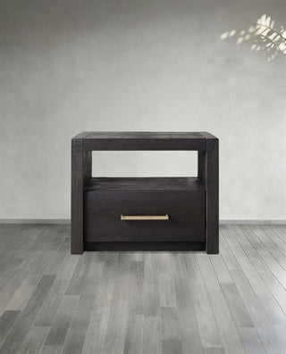 Modern Minimalist Wood Nightstand – Parsons Style Bedside Table with Storage Drawer