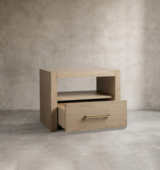 Modern Minimalist Wood Nightstand – Parsons Style Bedside Table with Storage Drawer