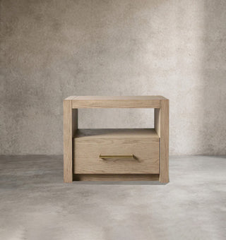 Modern Minimalist Wood Nightstand – Parsons Style Bedside Table with Storage Drawer