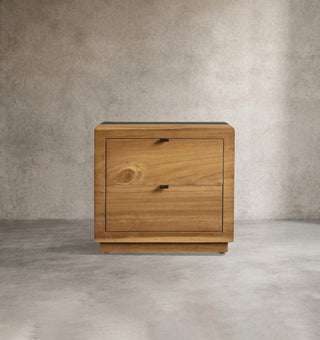Modern Wood Nightstand with 2 Drawers – Closed Bedroom Bedside Storage Cabinet
