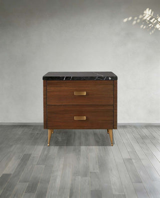 Modern Mahogany Nightstand with 2 Drawers – Bedroom Bedside Storage Cabinet Furniture