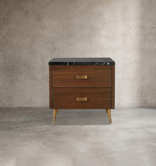 Modern Mahogany Nightstand with 2 Drawers – Bedroom Bedside Storage Cabinet Furniture