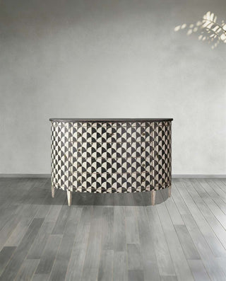 Modern Geometric Accent Cabinet with Drawers – Solid Wood Poplar Storage Cabinet