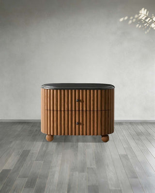 Modern Black Marquina Marble Nightstand – Luxury Bedroom Bedside Storage Cabinet Table