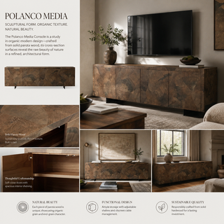 Polanco Salvaged Ash Sideboard - Rustic Wood Buffet Table & TV Cabinet for Living Room