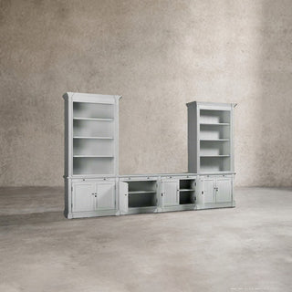 Athens Modular Media Console TV Stand with Double Bookcases