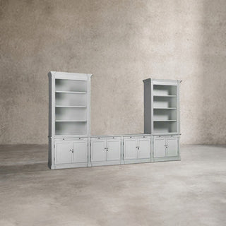 Athens Modular Media Console TV Stand with Double Bookcases