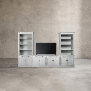 Athens Modular Media Console TV Stand with Double Bookcases