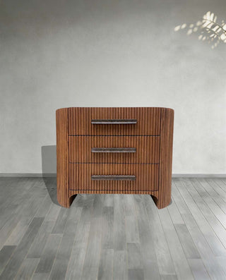 Finley Minimalist Fluted 3-Drawer Wood Nightstand