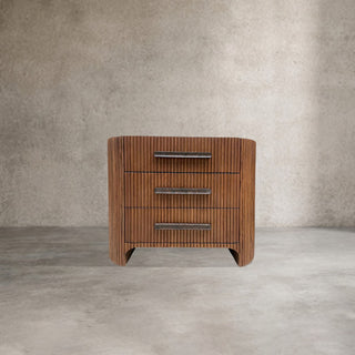 Finley Minimalist Fluted 3-Drawer Wood Nightstand