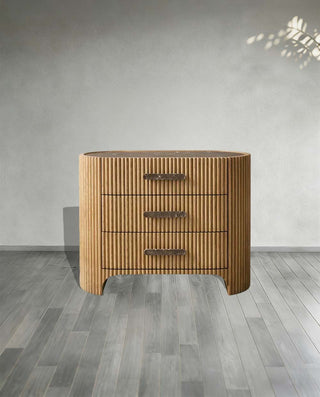 Finley Minimalist Fluted 3-Drawer Wood Nightstand