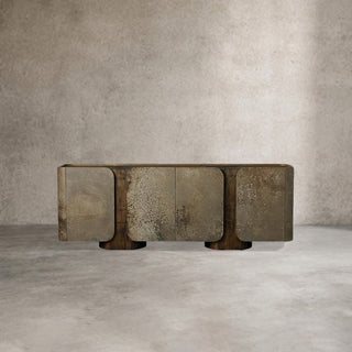 Alvaro Raw Wood Stumps Top Sideboard - Aluminum Buffet Table for Living Room & Entryways