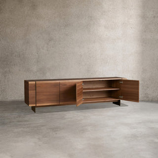 Mihaela Solid Oak Media Console - Retro Wood TV Stand & Entertainment Center for Living Room