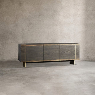 Mihaela Solid Oak Media Console - Retro Wood TV Stand & Entertainment Center for Living Room
