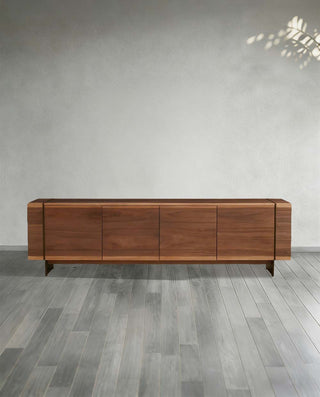 Mihaela Solid Oak Media Console - Retro Wood TV Stand & Entertainment Center for Living Room