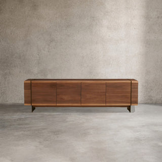 Mihaela Solid Oak Media Console - Retro Wood TV Stand & Entertainment Center for Living Room