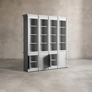 Athens Four Row Solid Wood Display Cabinet with Adjustable Shelves