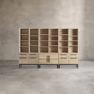 Sullivan Large Modular Wood Bookcase Tall Cabinet with File Drawers
