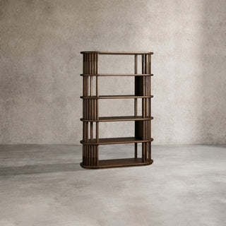 Paleta Solid Oak Wood Bookcase - Asymmetrical Reeded Design for Living Room & Home Office