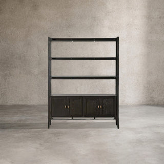 Brock Dark Twilight Finish Bookcase - Solid Ash Wood Mid-Century Modern Storage