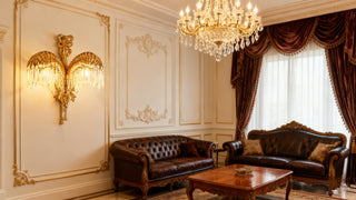 2 Lights Antique Brass & Crystal Wall Sconce