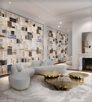 Luxury Swan Lake Inspired Sofa with Sculptural Brass Frame & Asymmetric Design