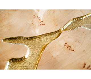 Luxury Gold Coffee Table with Round Glass Top & Sculptural Brass Base