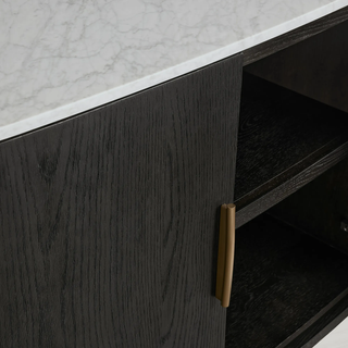 Danny Marble Top Sideboard Oak Wood Buffet Buffet Table Cabinet Country Entryways TV Cabinet