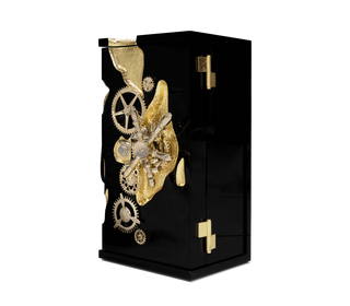 Luxury Collectible Vault Safe with Gold-Plated Finish & Secret Dial Lock System