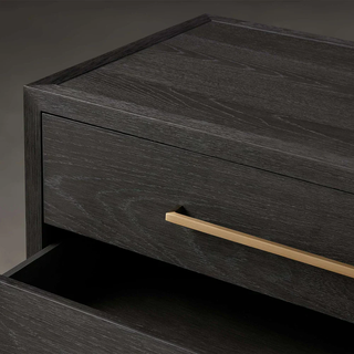 Darwyn Oak Wood Nightstand | Modern Closed Bedside Table with Storage Drawers