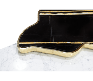 Luxury Black & White Coffee Table with Sculptural Design & High Gloss Finish