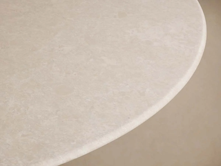Saint Germain Round Marble Top Dining Table with Wood Dauphine