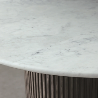 Finley Round Storage Coffee Table: Minimalist Fluted Base Storage Coffee Table