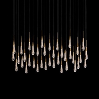 Modern Raindrop Seeded Glass LED Linear Chandelier