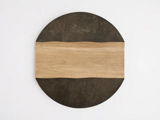 Almeria Round Coffee Table | Wood & Oxidized Steel Table