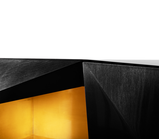 Luxury Diamond-Inspired Sideboard Cabinet with Black Gold Finish & Hidden Storage