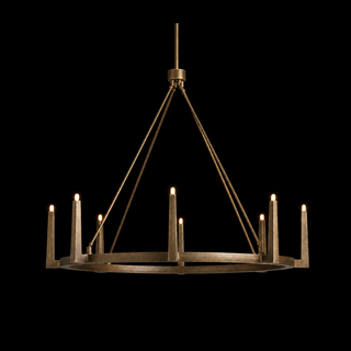 Modern Textured Cast Brass Round Chandelier