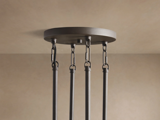 Andreas Round Brass Chandelier - Fluted Glass Modern Pendant Light for Dining Room